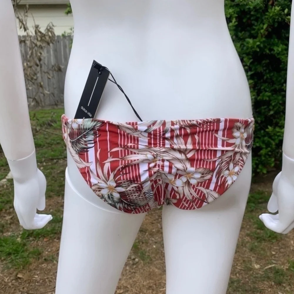 NWT Anthro Bikini Bottom Dolce Vita Tropical Print Cheeky Ruched Swim Bottom